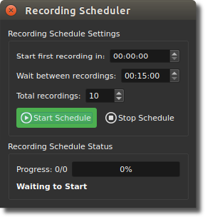 Screenshot of Recording Scheduler Interface